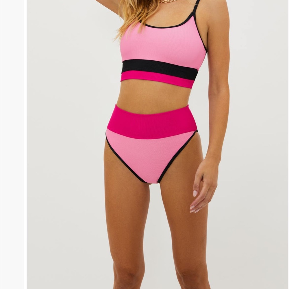 Beach Riot Pink and Black Bikini Set